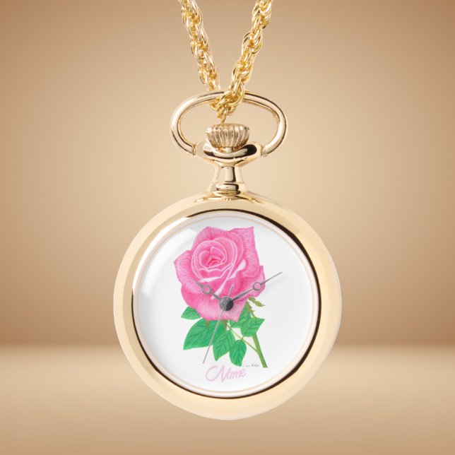 Montre Collier en Or Fleur de Rose Rose (Créateur téléchargé)