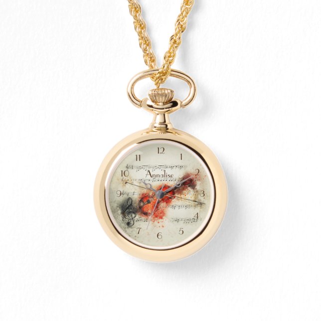 Montre Collier Personnalisée Notes de Musique de V (Recto)