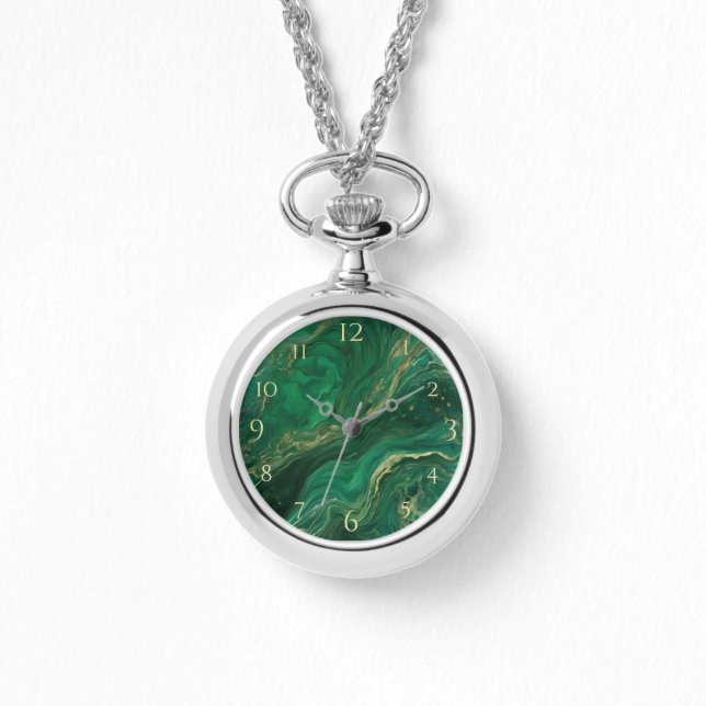 Montre collier vert Jade (Recto)