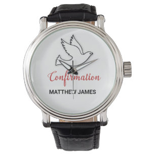 Montre Colombe de confirmation avec mot Rouge