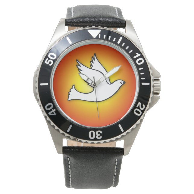 Montre Colombe de Confirmation avec Or, Rayons Rouges (devant)