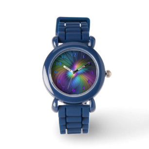 Montre Coloré Avec Bleu Moderne Art Fractal Abstrait