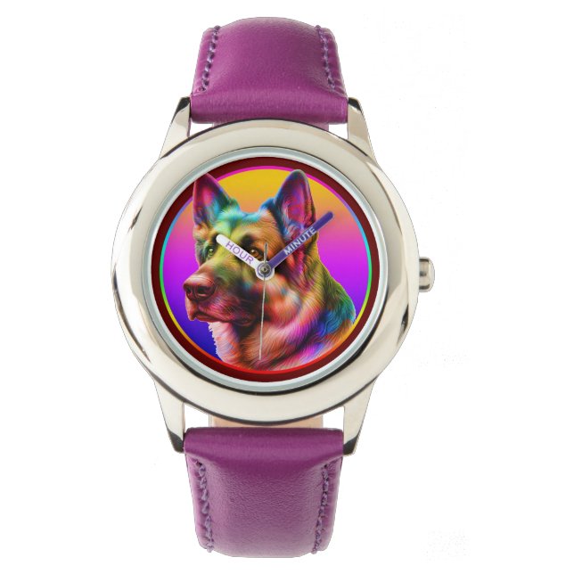MONTRE COLORÉ CHIEN COLORÉ RAINBOUR (devant)