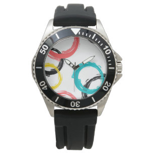 Montre Coloré, cool, moderne, tendance cercles de brosse