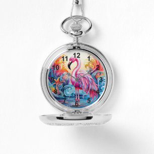 Montre Coloré Flamant rose rose Tropical Élégantes femmes