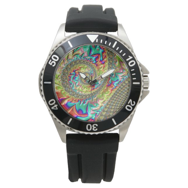 Montre Coloré Gras Vibrant Super Trippy Fractal Spiral (devant)