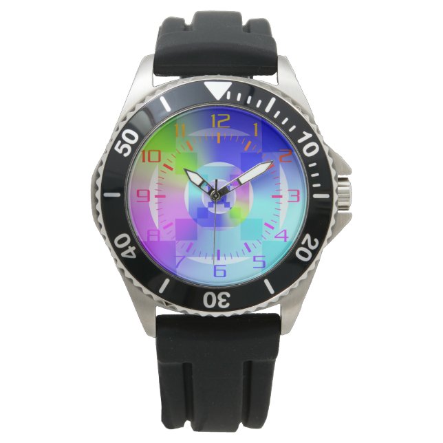 Montre Coloré Iridescente Rainbow Good Vibes Gradient (devant)