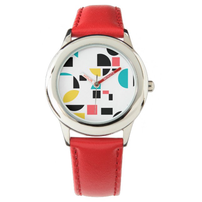 Montre Coloré, moderne, tendance, amusant, gai géométriqu (devant)