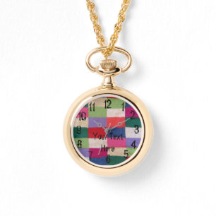 Montre colored patchwork squarts vintstyle
