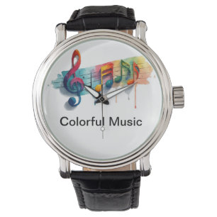 Montre colorée avec des notes de musique