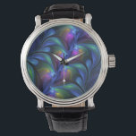 Montre Colorful Luminous Abstract Blue Pink Green Fractal<br><div class="desc">Unique fractal art,  modern,  abstract and luminous.
Design for your wrist watch and more.</div>