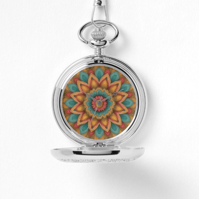 Montre Colorful Mandala Floral Boho Clock (Recto)