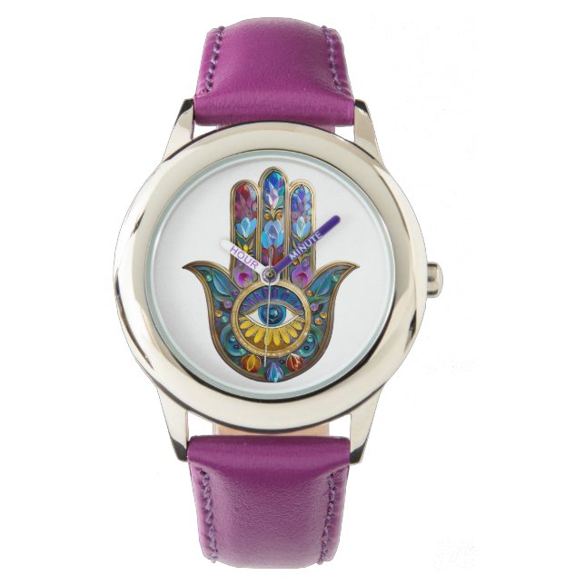 Montre Colorful Petals Leaves Hamsa Sapphire Third Eye (devant)