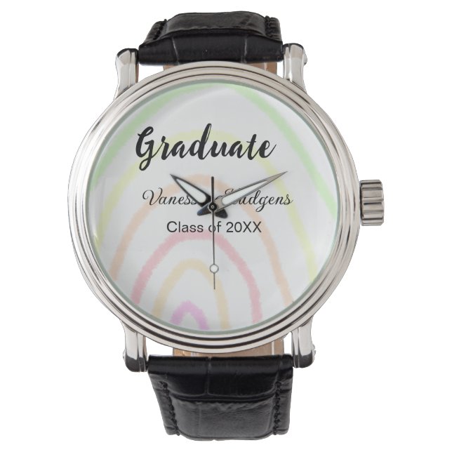 Montre Colorful rainbow Boho graduation ajouter nom année (devant)
