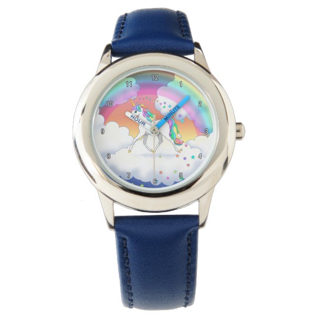 Montre Colorful Rainbow Unicorn and Stars (devant)