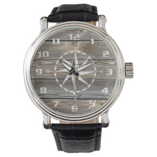 Montre Compas nautique d'Authentic looking Wood rustic