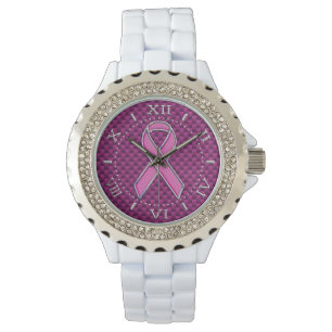 Montre Compression du ruban rose Fuchsia Carbon Style Dia