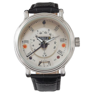 Montre Compteur de vitesse beige vintage MPH carburant or