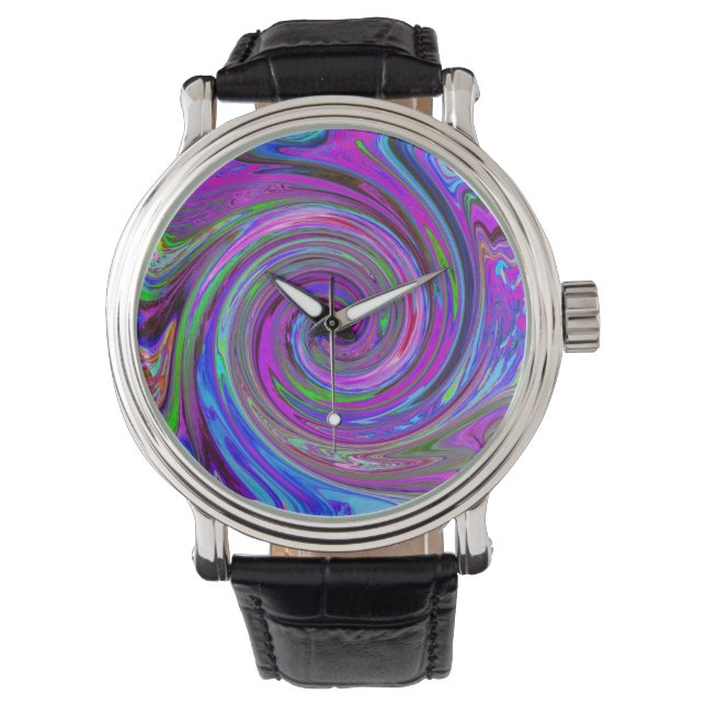 Montre Conception Abstraite Rétro Tourbillon Magenta Colo (devant)
