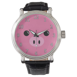 Montre Conception animale mignonne de visage de porcelet