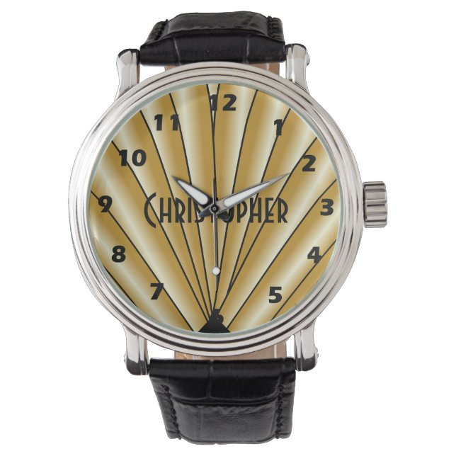 Montre Conception Art Déco en Or (devant)