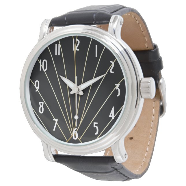 Montre Conception Art Déco Noir (Incliné)