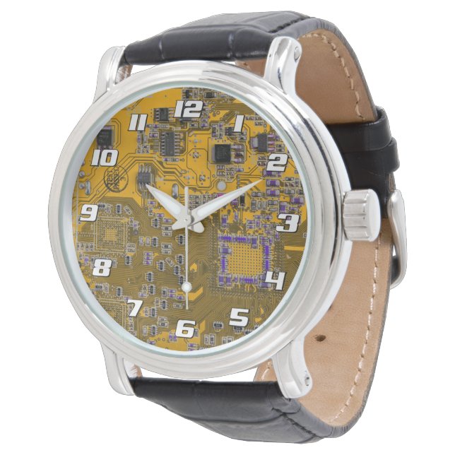Montre Conception de carte de circuit imprimé orange clai (Incliné)