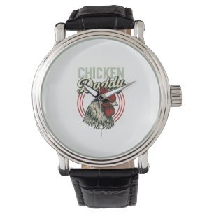Montre Conception de chemise de coq de papa de poulet vin
