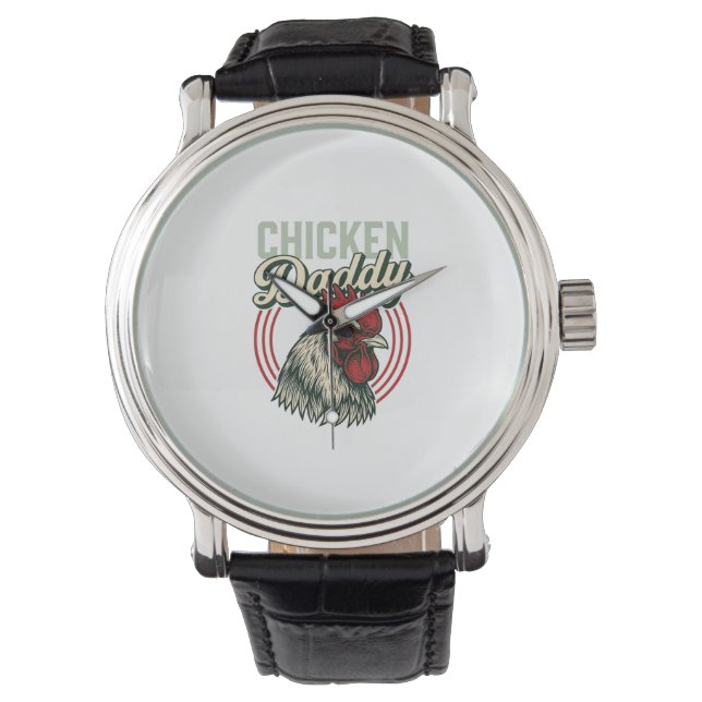 Montre Conception de chemise de coq de papa de poulet vin (devant)