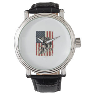 Montre Conception de chemise de drapeau américain de pêch