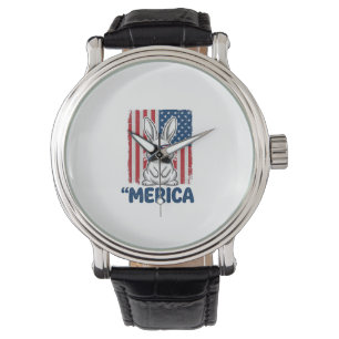 Montre Conception de chemise de lapin patriotique Vintage