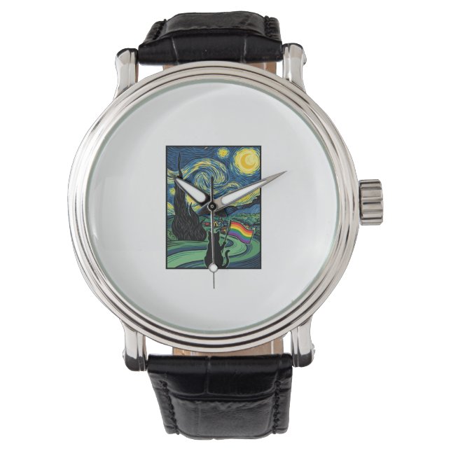 Montre Conception de chemise vectorielle de paysage noctu (devant)