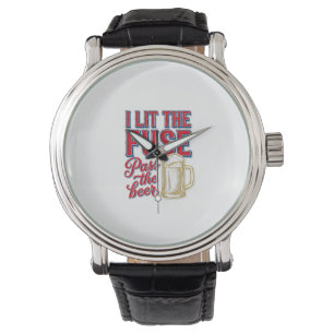 Montre Conception de chemise vintage Feu d'artifice Bière