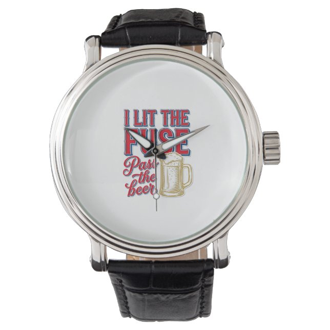 Montre Conception de chemise vintage Feu d'artifice Bière (devant)