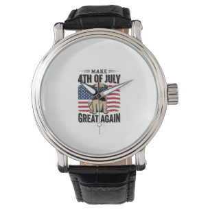 Montre Conception de chemise vintage patriotique Pug du 4
