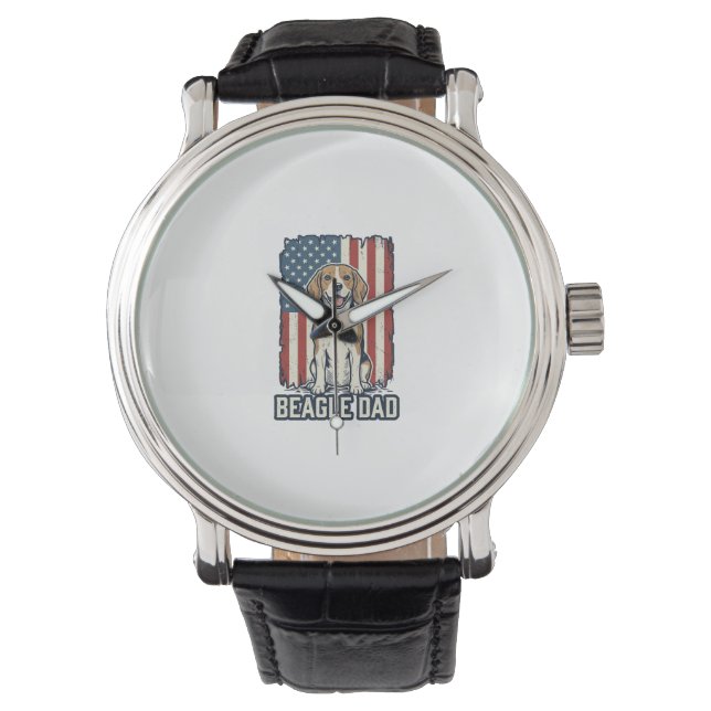 Montre Conception de chien de gravure vintage patriotique (devant)
