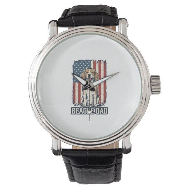 Montre Conception de chien de gravure vintage patriotique (devant)