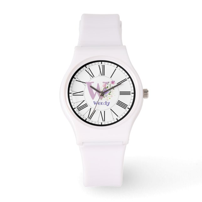 Montre Conception de chiffre romain avec initiale et nom  (Recto)