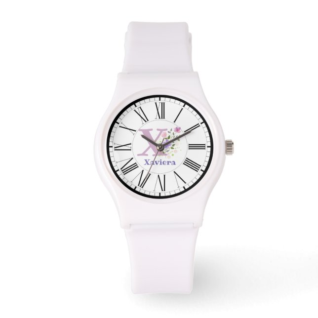 Montre Conception de chiffre romain avec initiale et nom  (Recto)