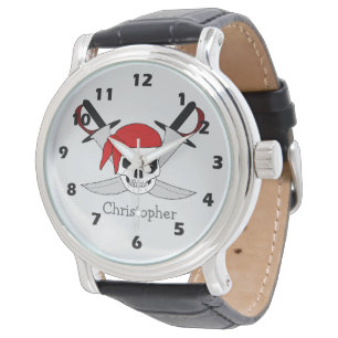 Montre Conception de crâne de pirate et d'épées