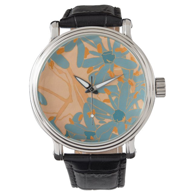 Montre Conception de feuille contemporaine en pêche  (devant)