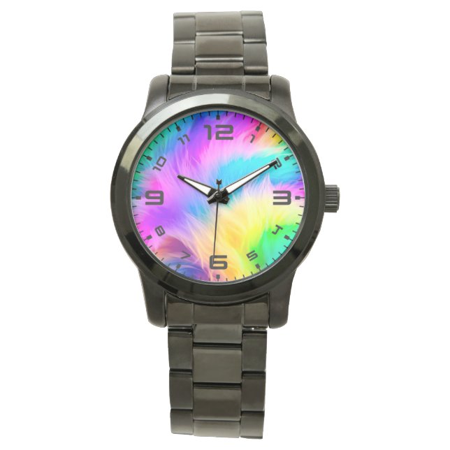Montre Conception de fourrure aux couleurs de l'arc-en-ci (devant)
