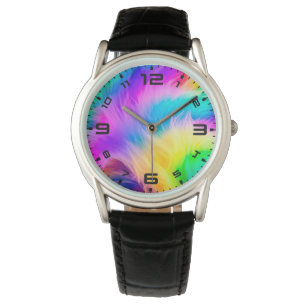 Montre Conception de fourrure de couleur arc-en-ciel-7529