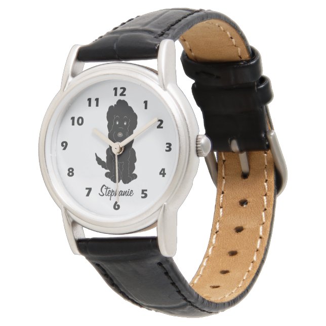Montre Conception de Goldendoodle noir sur fond de couleu (Incliné)