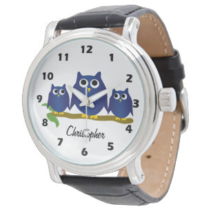 Montre Conception de hibou bleu personnalisée