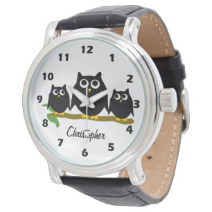 Montre Conception de hibou noir personnalisée