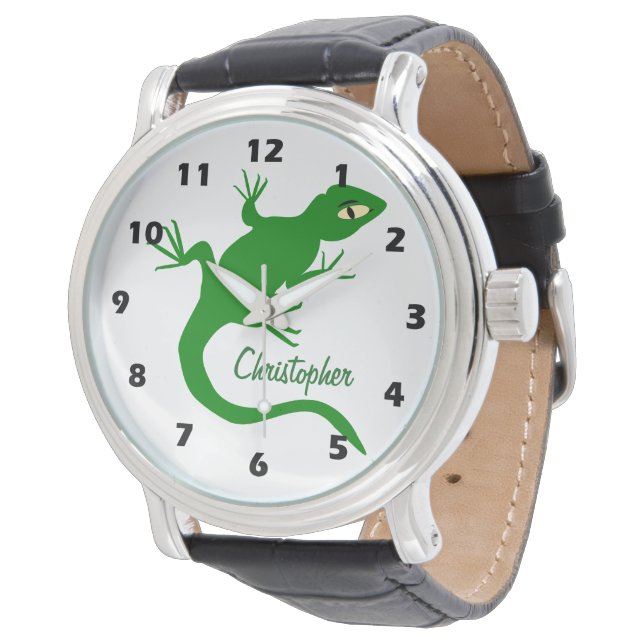 Montre Conception de lézard vert personnalisée (Incliné)
