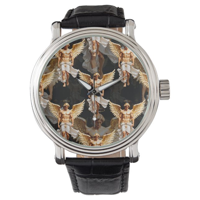 Montre Conception de motif d'anges dorés célestes  (devant)