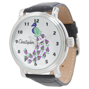 Montre Conception de paon personnalisée