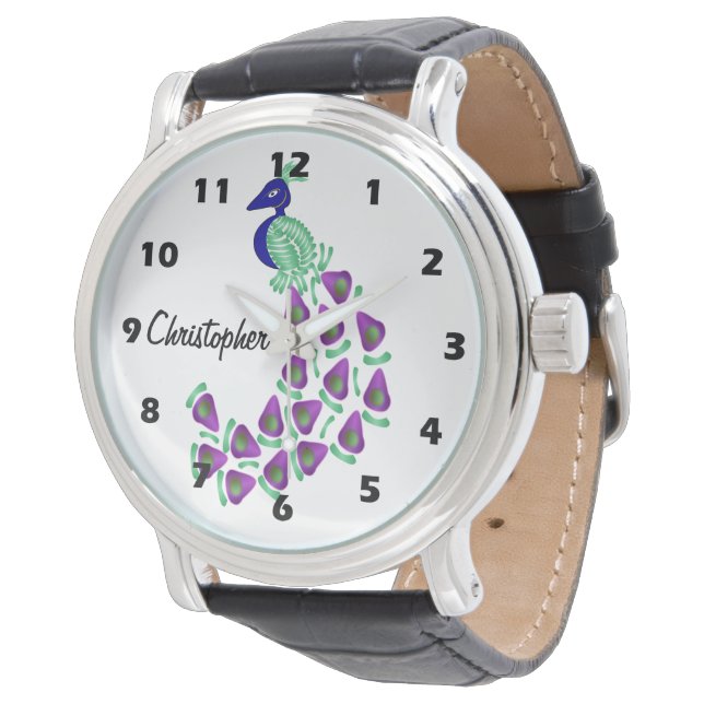 Montre Conception de paon personnalisée (Incliné)